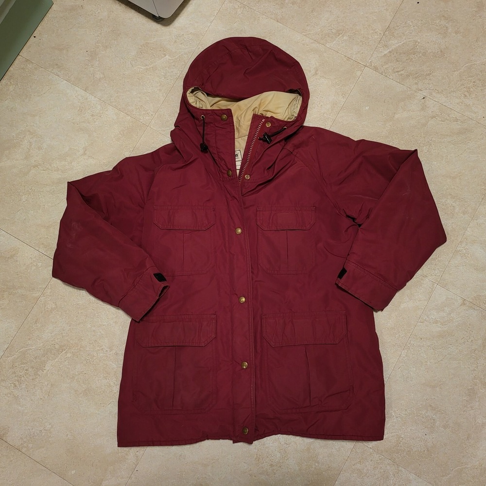 Vintage 90s LL Bean Womens Ladies Red Winter USA Gore-tex Jacket‎ Coat L Large